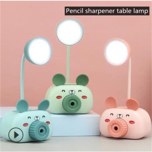 Newest!!! Cartoon USB Rechargeable Lamps Storage Box Night Light LED Pencil Sharpener Small Table Lamp