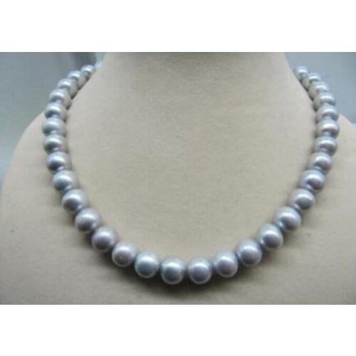 Noble jewelr 9-10MM Freshwater GRAY PEARL NECKLACE 925 silver