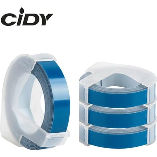 CIDY 4pcs Lake Blue color 9mm Plastic for DYMO 3D Organizer Xpress for Embossing Label Makers DYMO 1610/12965 Motex E101