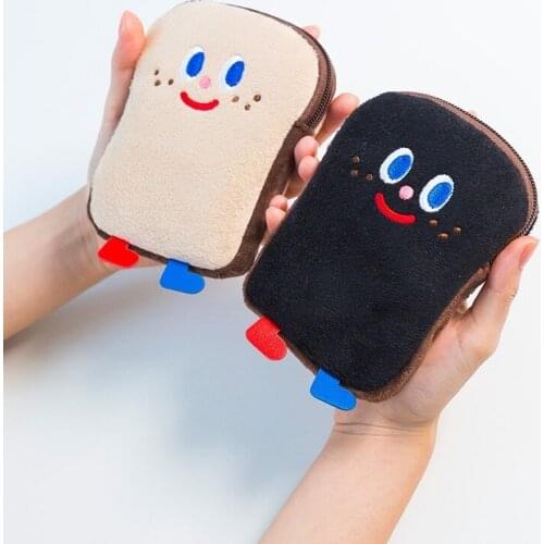 Toast Coin Purse Cute Carton Soft Bread Wallet Students Bus Card Bag Girl Heart Plush Bag Purse Card Pouch Wallets for Women