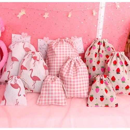 Handmade Cotton Linen Storage Package Bag Drawstring Bag Small Coin Purse Travel Women Small Cloth Bag Christmas Gift Pouch