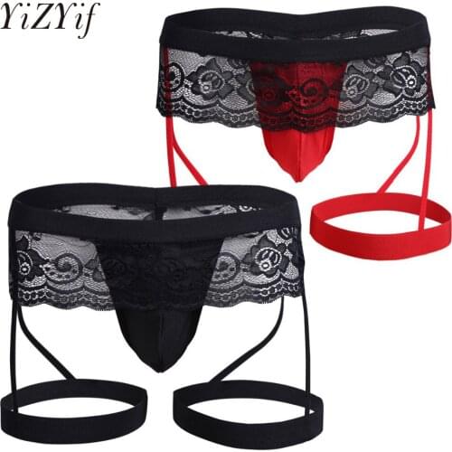 Sexy Men Sissy Lingerie Tangas Lace Thongs Underwear Transparent Male Bikini G-strings slip homme gay Cueca Erotic Jockstrap