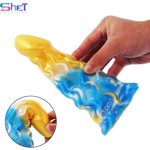 SHET Liquid Silicone Dildo Multicolor Art Anal Plug Anale Sex Toys Adults Only Toys for Men and Women Butt Plug Sex Shop