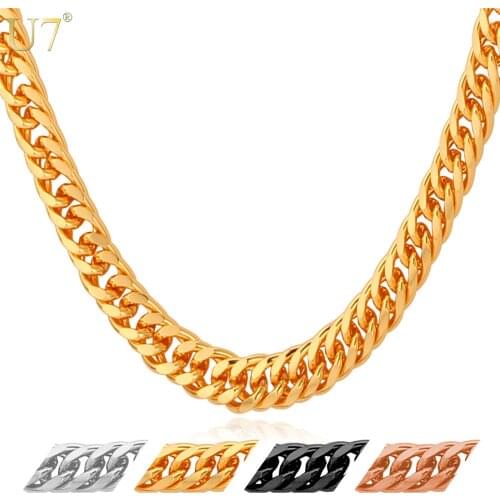 U7 Brand Classic Jewelry Gold Color Venitien Chain For Men Party Gift Trendy 6mm Width choker/Long Necklace Hip Hop Style N389