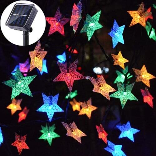 Solar Star String Lights Outdoor LED Christmas Fairy Light Garden Landscape Colorful Decorative Lights for Patio Yard Lawn Patio