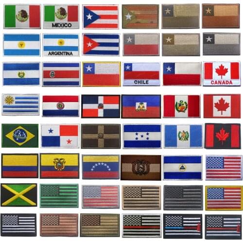 North American flags Mexico Puerto Rico Argentina United States Canada Brazil El Salvador Embroidered Patches Badges Wholesale