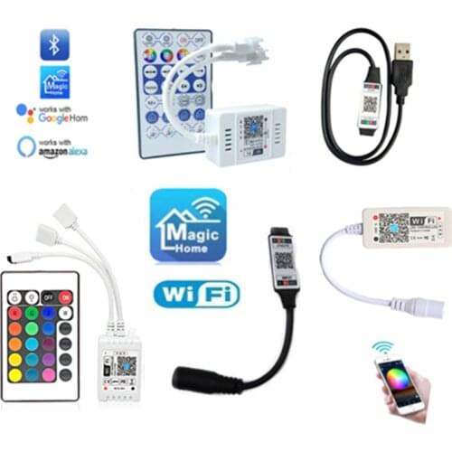 Wifi LED Bluetooth Controller DC5V 12V 24V RGB RGBW 2.4G Touch Android IOS APP For 5050 2835 WS2811 WS2812B Led Strip Magic Home
