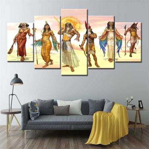 Yujohom 5 Pcs/set Diamond Painting"Egyptian Mythology Character Anubis Ancient Pictures Square Diamond Embroidery Mosaic Decor