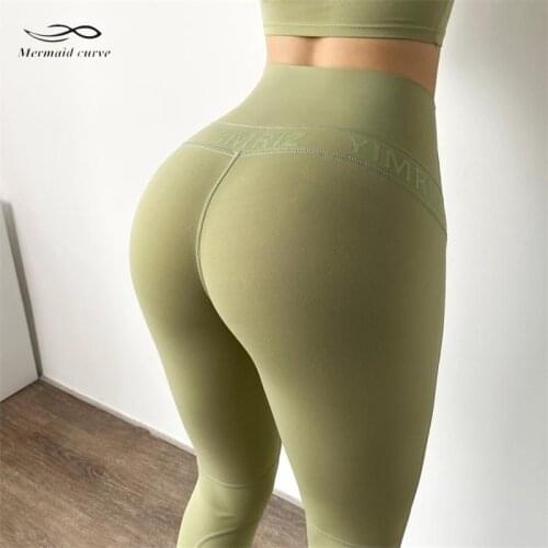 Mermaid Curve High Waist Letter Fitness Legging Women Elastic Tight Sports Quick-Drying Running Squat Legging Push Hip Yoga Pant