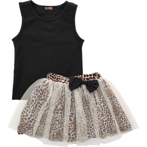 Top Toddler Infant Kid Baby Girl Sleeveless Round Collar Top Vest Lace Dress 2Pcs Suit Outfit set