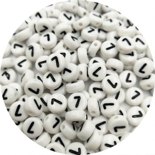0-9 Arabic Numeral White 4*7mm Acrylic Bead Flat Round Number Beads for Jewelry Making DIY Hand Chain / Gift Accessories 100pcs