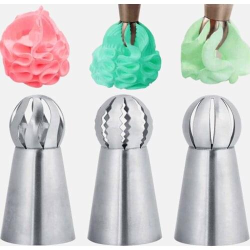 1 3 /PC Stainless Steel Sphere Shape Cake Icing nozzle Piping Cream Tips Tool Flower Torch Pastry Tube Kitchen Decorating Tools