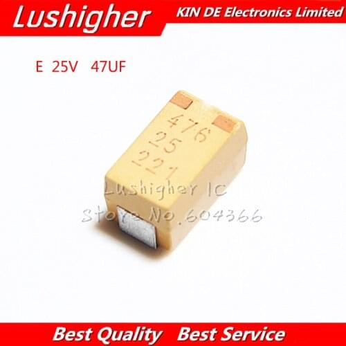 10pcs E Case Type 7343 47uF 25V 476 476E SMD 10% Accuracy Tantalum Capacitor
