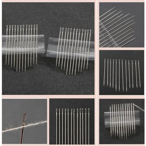 12Pcs/set Elderly needle-side hole blind needle Needless Tail Side Opening Stainless Steel Hand Sewing Needless threading
