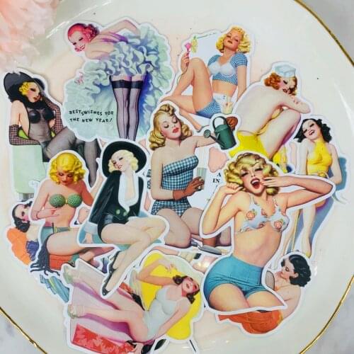 15pcs Sexy retro beauty Stickers Adhesive Stickers DIY Decoration Diary Japa Stationery Stickers Children Gift