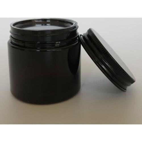 30 x 50g Travel Empty Refillable Amber PET cream Make up jar 50cc cosmetic container with black aluminum lids