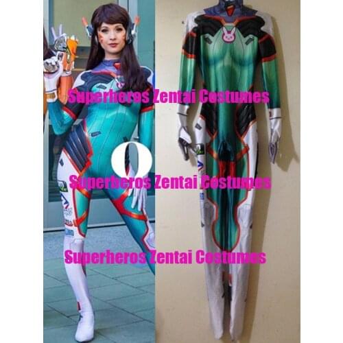 3D Print D.Va Tangerine Costume Girl Superhero dva Game Cosplay Costumes Zentai Catsuit For Halloween Party Bodysuit