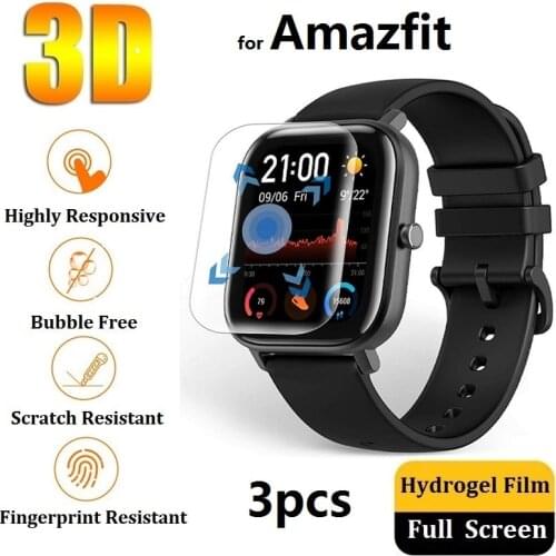 3D Full Screen Protector for Amazfit GTS GTR 2 47mm 42mm Stratos 3 2s Pace Verge Amazfit Bip S U (Not Glass) Film Foil Hydrogel