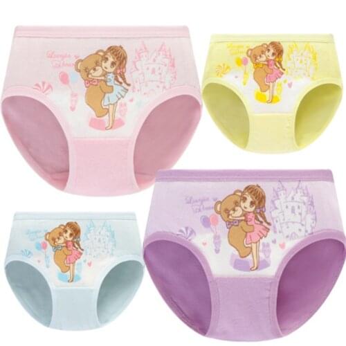 4Pcs Lot New Arrive Kids Underwear Cotton Baby Girl Panties Childrens Briefs Cartoon Designs Shorts 2 To 10 Years L45