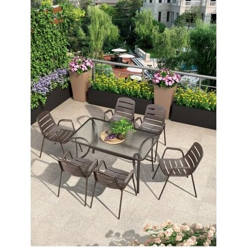 American Outdoor Chair Outdoor Dining Chair Backrest Wicker Armchair Leisure Chair Garden Iron Coffee Outside Dining Chairs mc