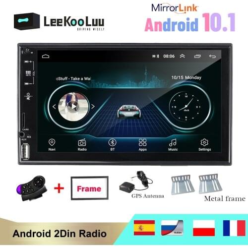 LeeKooLuu 2 Din Andriod 10.1 Car Radio GPS Navigation Bluetooth Car Audio Wifi USB FM MirrorLink 7'' 2Din Car Multimedia Player
