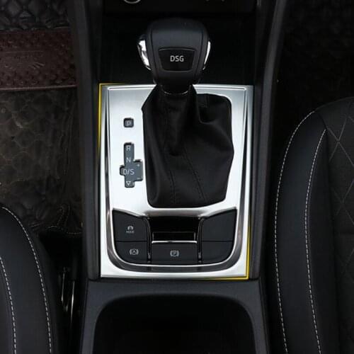 Stainless Steel Automatic Gear Shift Panel Decorative Frame Sequins Cover Trim Sticker For Skoda Karoq Car Interior Accessories
