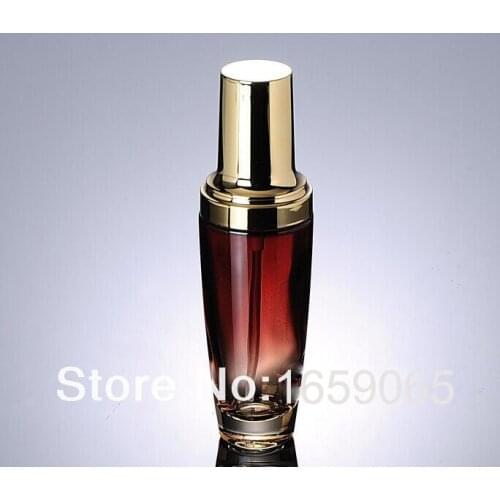 30ML red glass bottle with golden press pump lotion bottle BB Cream bottle Cosmetic Packaging Travel refill Container 50pcs/lot