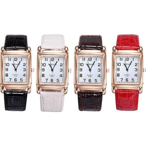 Luxury Brand Lady Watches Women Red White Antique Rectangle Casual Leather Analog Quartz Dress Clock Saat Relogio Feminino