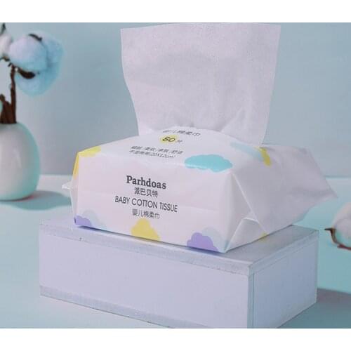 Baby Cotton Tissue Disposable Face Towel for Sensitive Skin Dry and Wet Use Cotton Wipes Disposable Cleansing Towel 80pcs/bag