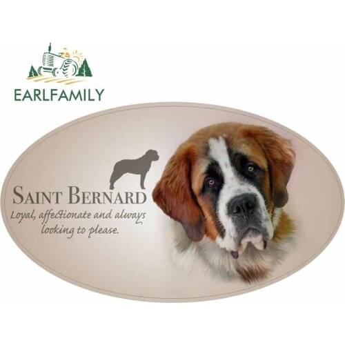 EARLFAMILY 13cm x 7.7cm Saint Bernard Dog Fine Car Stickers Vinyl Rear Windshield Bumper Decal Fashion Car Styling Decoration