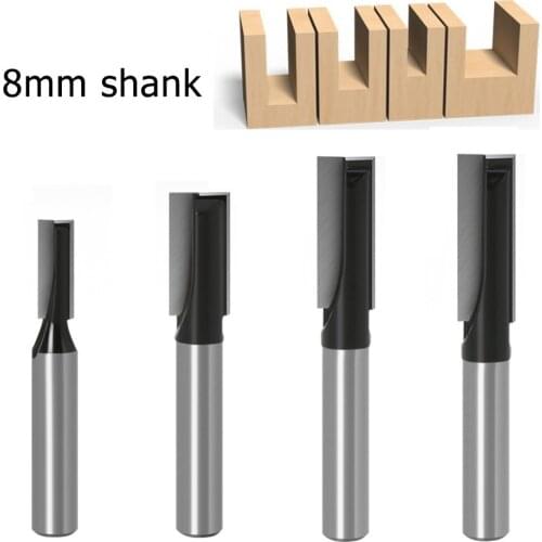 1/4" 8MM Shank Long Cleaning Cutter Wood Double-edged Router Bit Grooving Cutter For Wood Slotting Milling Cutter Tools
