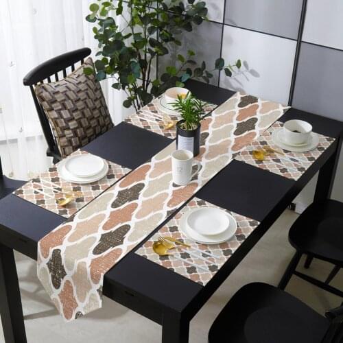 Geometric Brown Vintage Morocco Table Runner Holiday Kitchen Dining Table Runners Place Mats Set for Home Party Decor