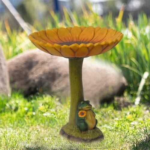 HOT Resin Standing Sunflower and Frog Animal Statue Outdoor Birdfeeder Resin Decoration Cute Foxs Garden Ornament for Garden