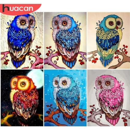 HUACAN 5D Diamond Embroidery Owl Cross Stitch Handicraft Art Diamond Painting Animal Diamond Mosaic Needlework Home Decor
