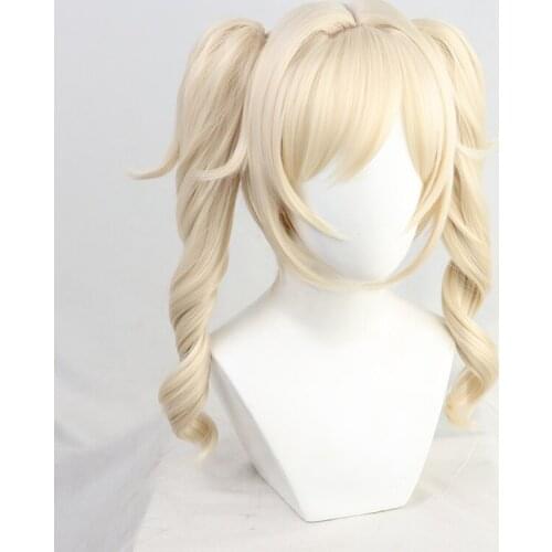 Game Genshin Impact Barbara Cosplay Wig Short Curly Light Golden Hair C00125