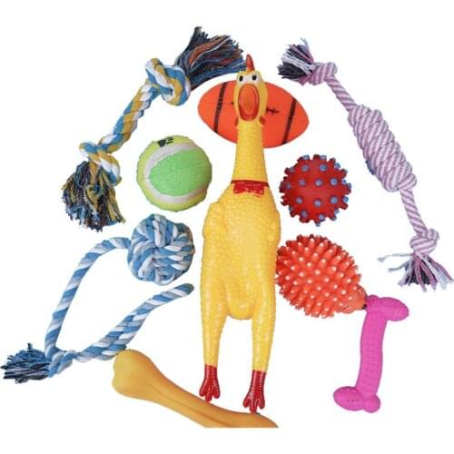 Dog Toy 10-piece Set Puzzle-relieving Boredom Resistance To Biting Teeth Small Teddy Puppies,rope Knots Pet Supplies Toys