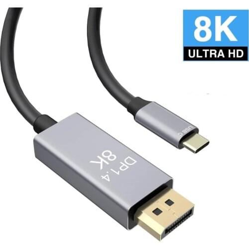 USB C to DisplayPort Cable 8K@60Hz 4K@144Hz 2K@240Hz 32.4Gbps Type-C Thunderbolt 3 to DP 1.4 HBR3 Adapter for MacBook Pro/iPad