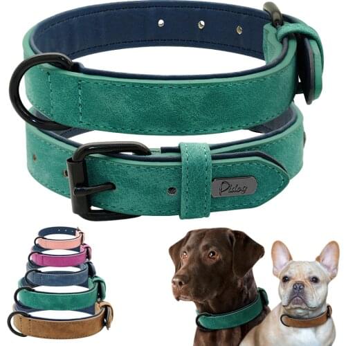 Leather Dog Collar Soft Padded Pet Collar for Small Medium Large Dogs Collars collar perro Pitbull Labrador German Shepherd
