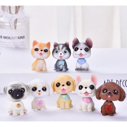 Cute Doll Shaking Head Mini Dog Ornaments Car Interior Decorations Auto Interior Dashboard Bobble Auto Accessories
