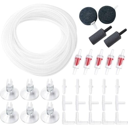 13 Feet Airline Tubing Aquarium Air Pump Accessories Set for Fish Tank, with Air Stones Check Valves Suction Cups
