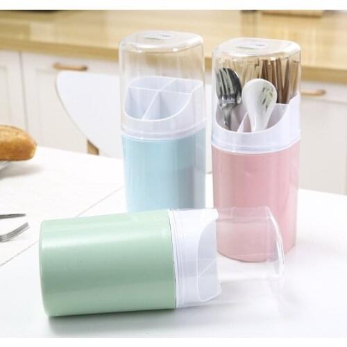 Wall Mounted Chopsticks Cage No Hole Kitchen Tableware Storage Chopsticks Rack Portable Plastic Chopsticks Tube-ABUX