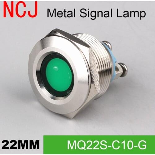 NCJ 22mm Metal LED Signal lamp Indicator pilot Warning light Signalization boat car panel dashboard 3V 6V 12V 24V 110V 220V