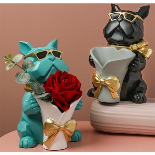 New Dog Statue Cool Animal Figurines Abstract Sculpture Home Decoration Accessories Modern Living Room Desktop Storage Ornaments