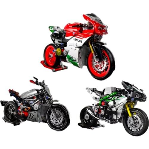 New MOC Speed Motorcyclel Building Blocks High-Tech Classic Sports Motorbike Assembly Bricks Motor Bicycle Toys for Kids Gifts