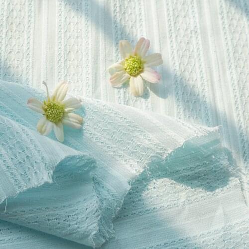 One meter High quality pure cotton tissu perspective pierced striped jacquard weave Top grade dress shirt fabric cotton