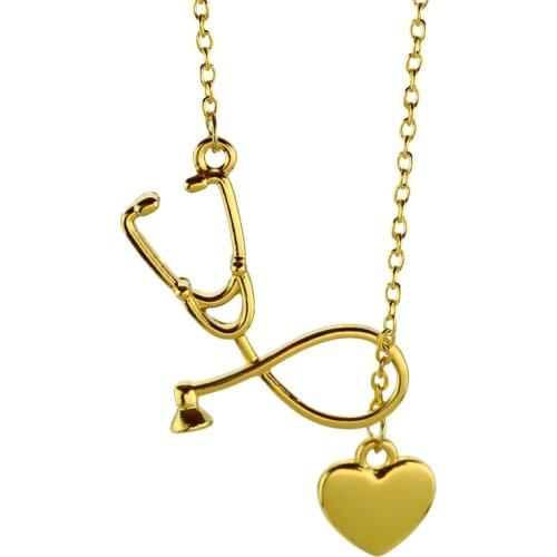 2pc Stethoscope Necklace Love Heart Choker Necklace Medical Nurse Stethoscope Necklaces Women Doctor Nurse Gift Bff Jewelry Gift