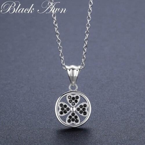 Romantic 2.9g 925 Sterling Silver Fine Jewelry Trendy Four Leaf Clover Engagement necklaces & pendants for Women P192