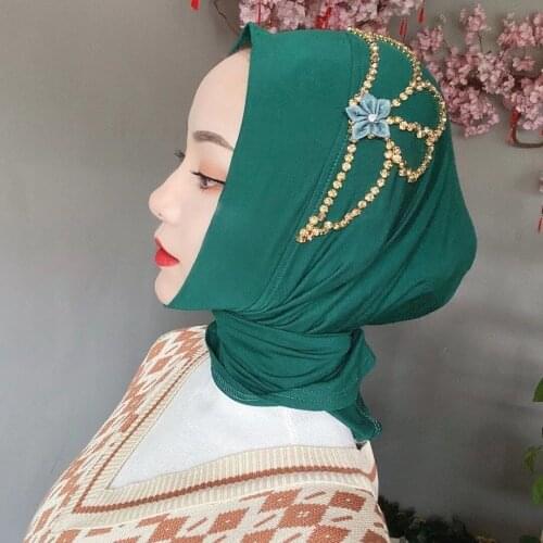 Floral Appliques Diamond Easy To Wear Underscarf Hijab