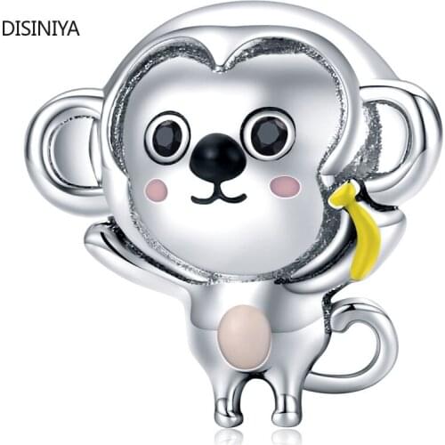 Authentic 925 Sterling Silver Little Monkey Metal Beads for Jewelry Making Silver Charm fit Original Bracelet ZSCC251575