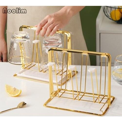 Nordic Portable Iron Water Draining Cup Holder Living Room Coffee Mug Hanger Kitchen Organizer Wine Glasses Storage Drying Rack